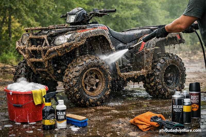 how to clean an ATV after mud riding